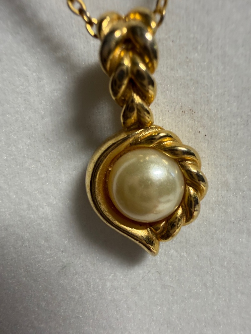 Gold Tone Faux Pearl Drop Necklace - Classic Women's Pendant